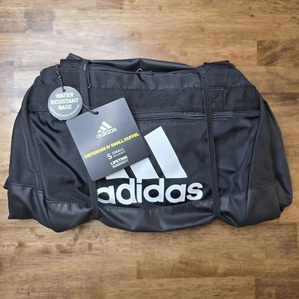 Adidas Defender IV Small Duffel Bag Unisex Black White Gym Travel NWT